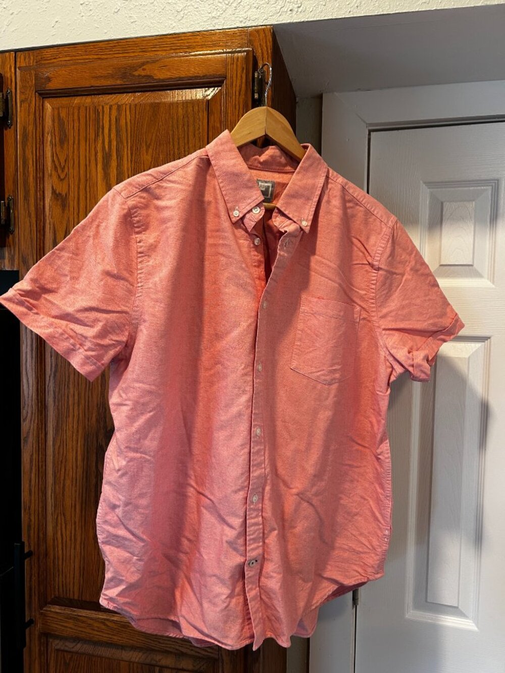 JCP Cotton Chambray SS Shirt Light Red/Almost Pink XL